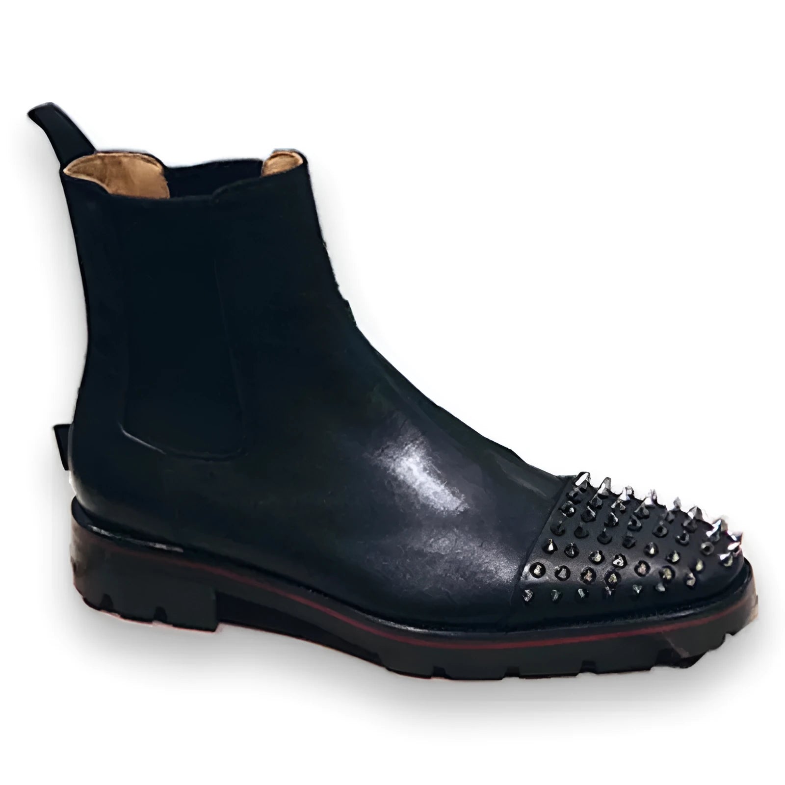 Black business casual high top leather shoes with cowhide uppers and leather soles