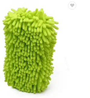 Silver green chenille car wash sponge measuring 14x25cm with microfiber construction
