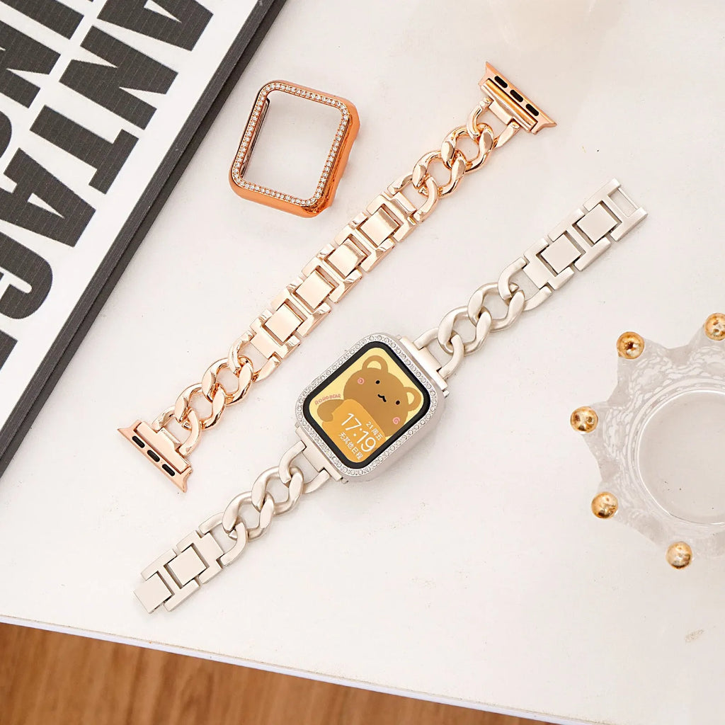 Silver denim chain metal watch strap for Apple Watch with 22mm lugs