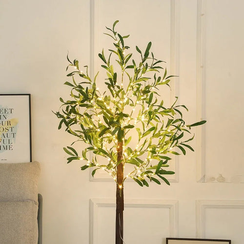 1.8 metre tall simulation olive leaf tree lamp with 210 warm LED lights for courtyard decoration