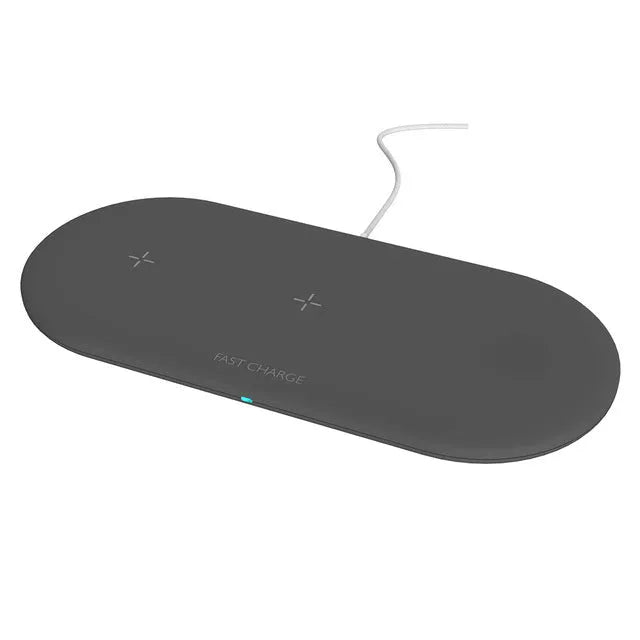 Black or white 3-in-1 wireless charging station for Apple iPhone and iWatch with Qi phone compatibility