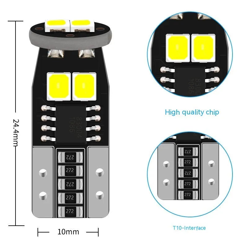 Small 10mm LED car light for license plate illumination, white 6000K light.
