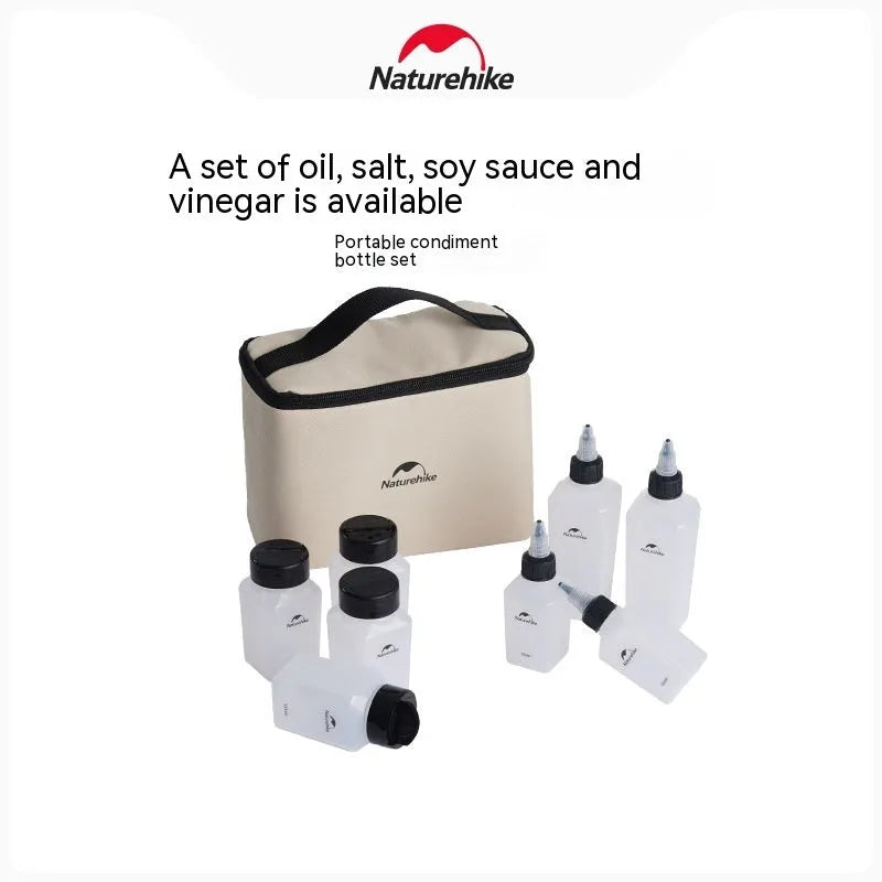 Naturehike portable seasoning bottle six-piece set in modern simplicity style for outdoor picnics and camping.