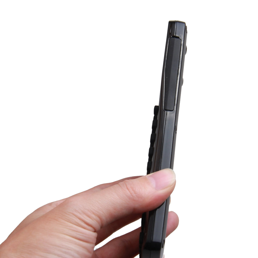 Black multifunctional e-book reader with a compact screen, showing a menu in one of 28 supported languages.