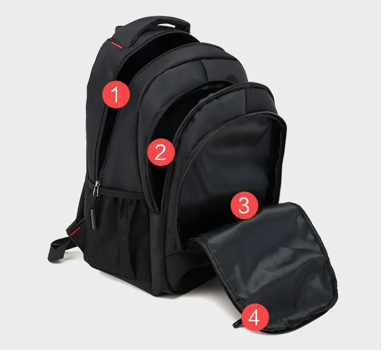 Blue Oxford fabric backpack for teenagers with breathable straps and side pockets