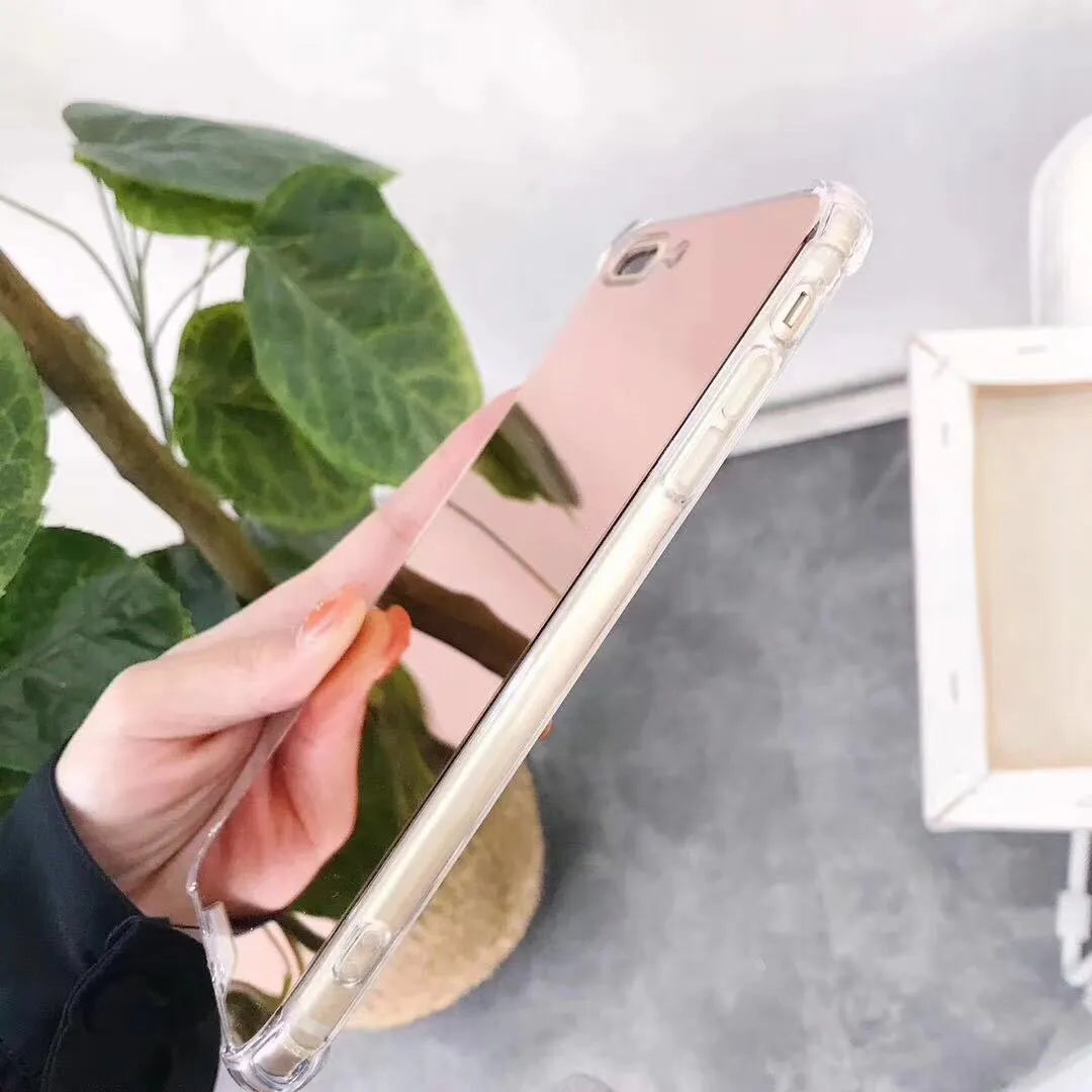 Mirror phone case with transparent TPU back for iPhone protection