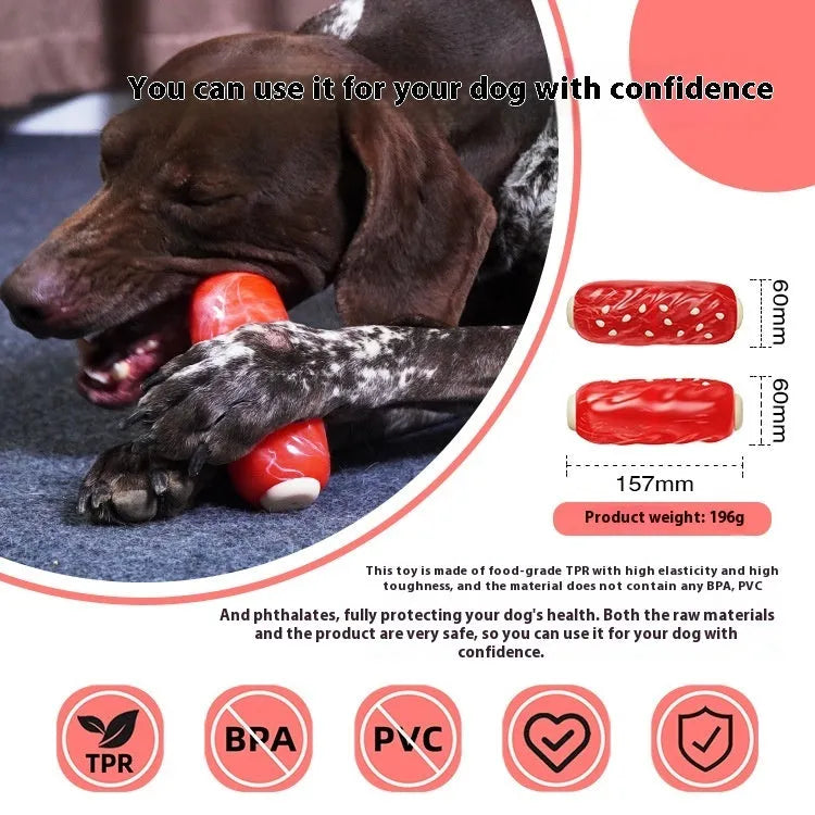 Glue Toothbrush Snack Molar Rod plastic dog chew toy in primary colour with built-in food compartment