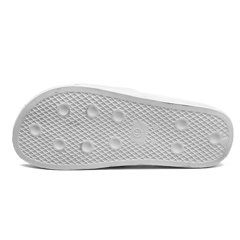 Men's black open-toe slippers with rubber sole showing size range from 36 to 46