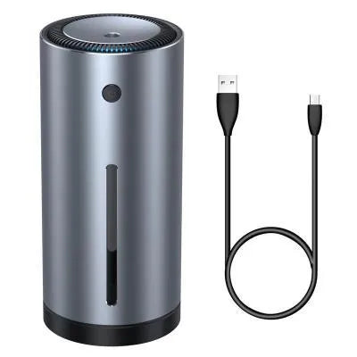 Black aluminium alloy car humidifier and aromatherapy diffuser with USB cable