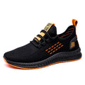 Men's black low-top casual sports shoes with cross strap design on a Flying Weave upper.