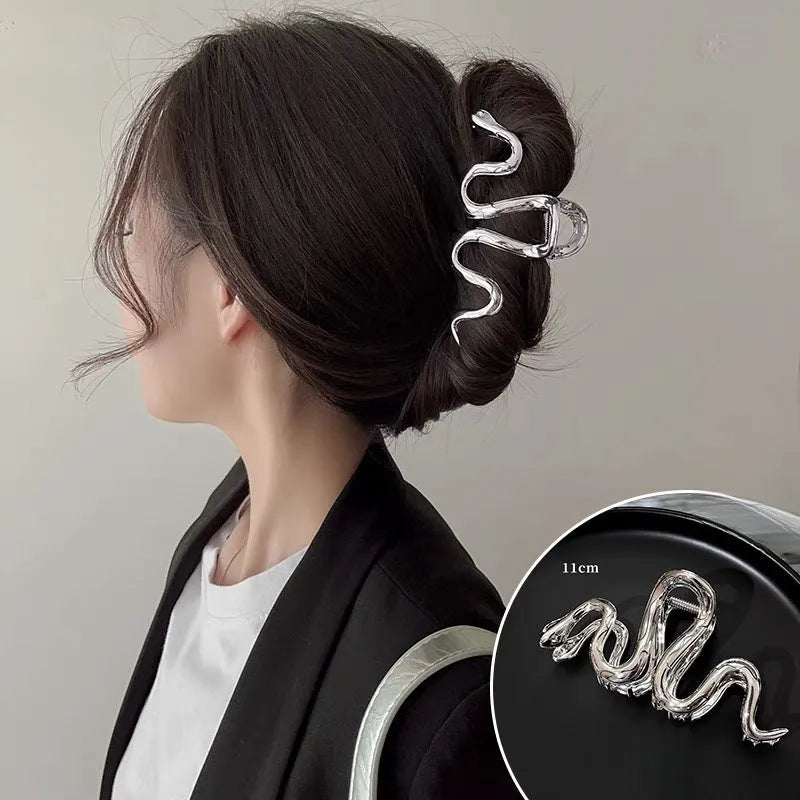 Slytherin serpentine metal hair clip measuring 10.5cm in silver or gun black