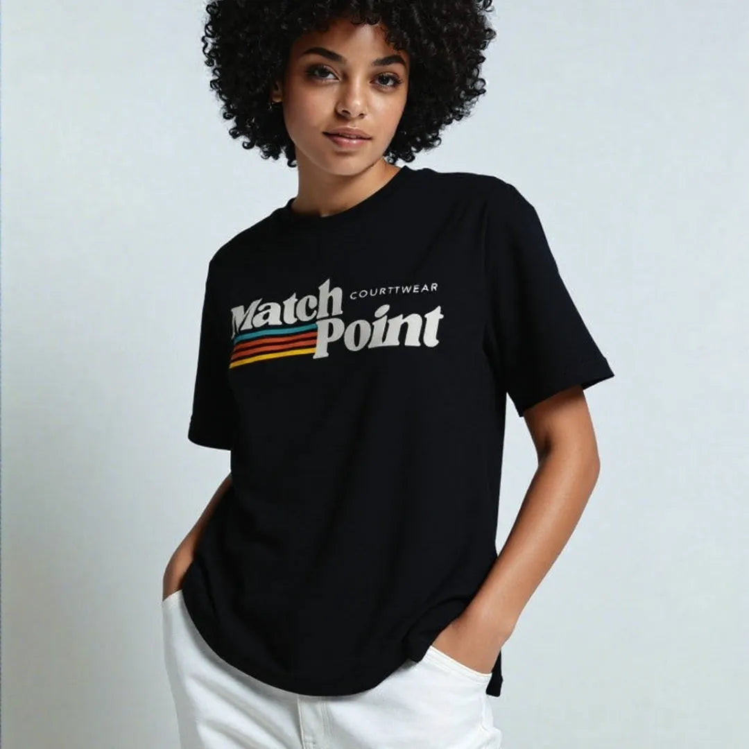 Men's black t-shirt with 3D digital printed pattern, round neck and short sleeves
