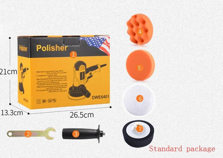 Yellow car polishing machine with 125mm disc for automotive and multi-surface applications