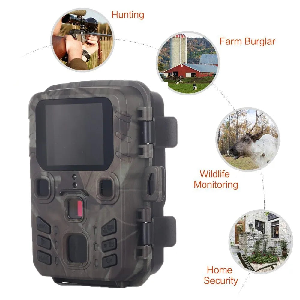 Black monitoring infrared night vision device with 12MP resolution and TF Card storage