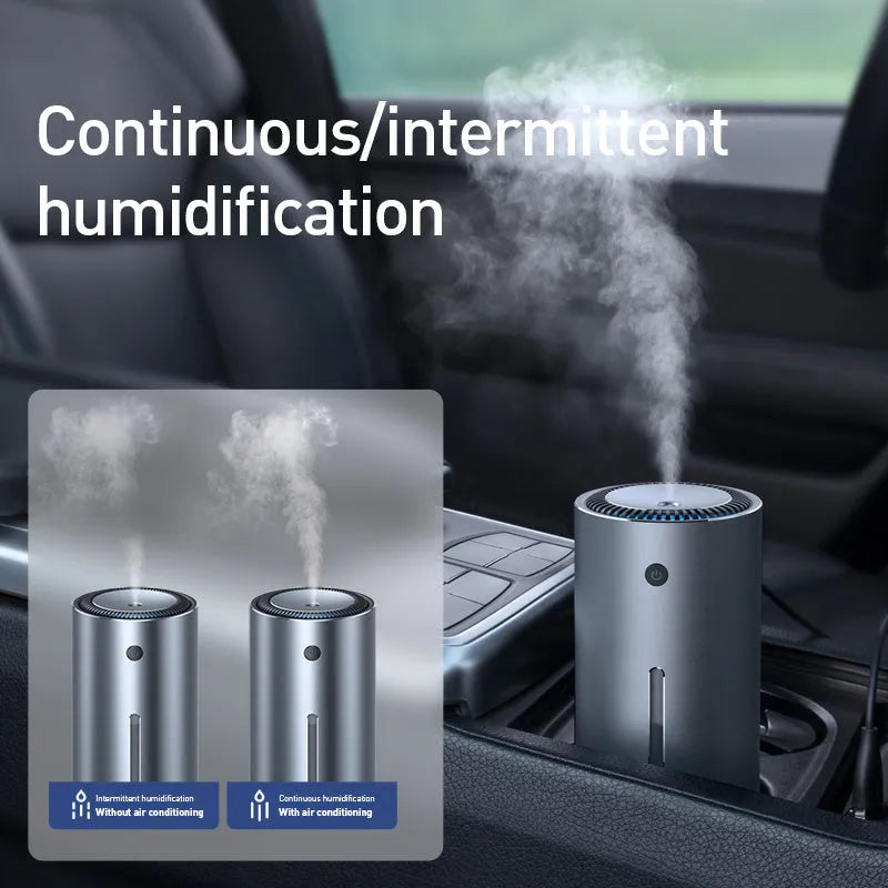 Black aluminium alloy car humidifier and aromatherapy diffuser with USB cable