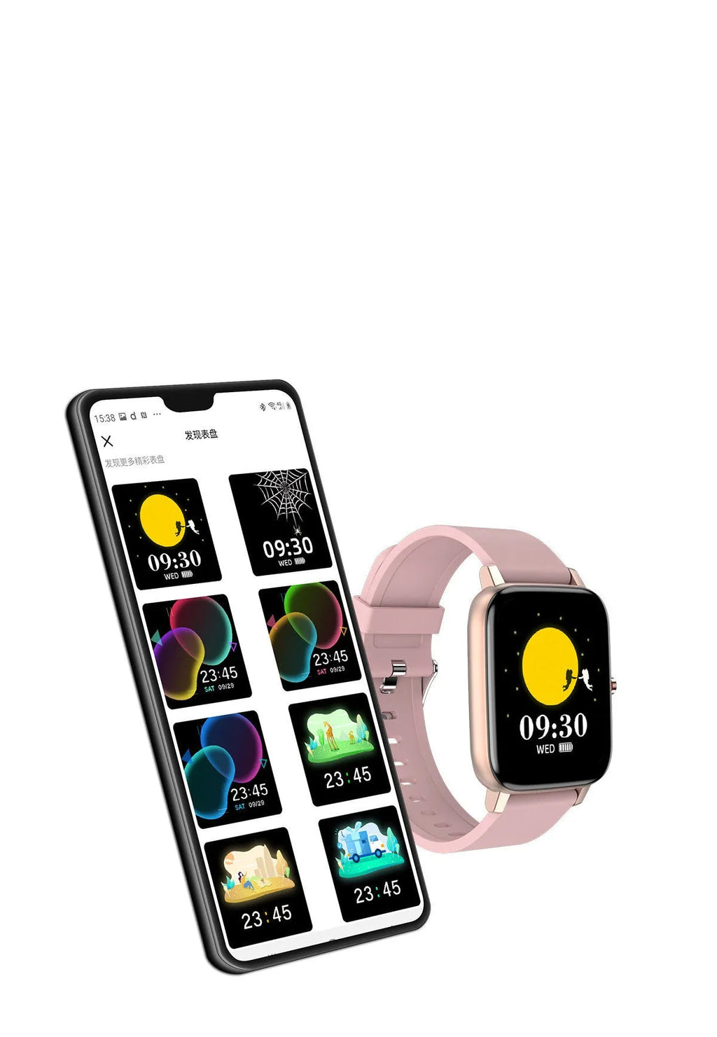 H80 fashion sports smart watch with spherical glass screen and silicone strap showing health metrics display