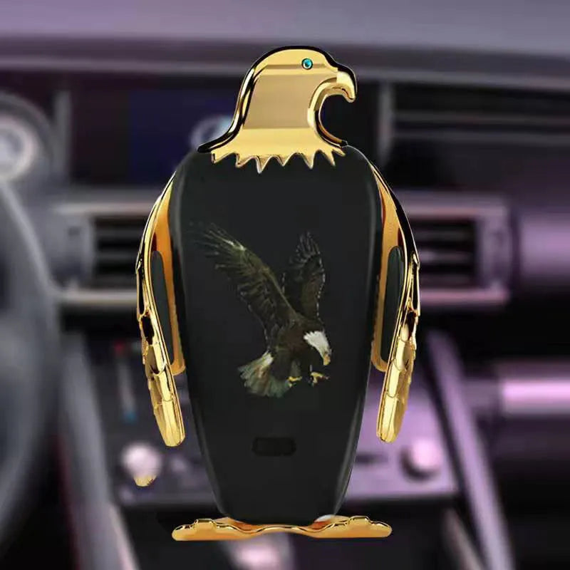 Eagle style wireless charging car phone holder with snap-on suction cup mount