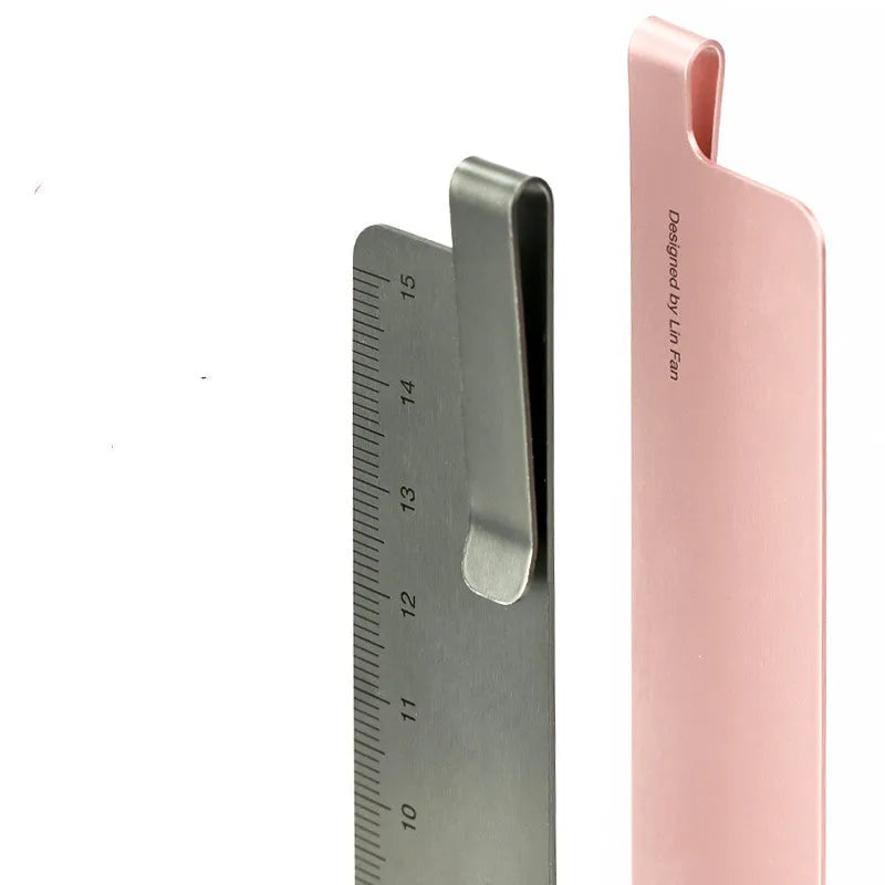 15cm aluminium alloy bookmark ruler with laser engraved scale in black grey colour