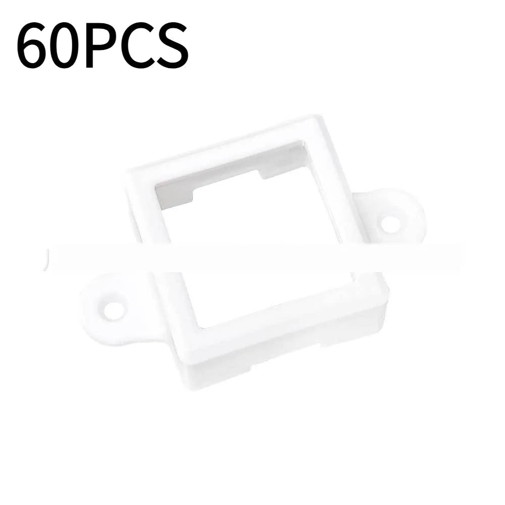 White plastic LED light protective lampshade with dimensions 1.7cm by 6cm.