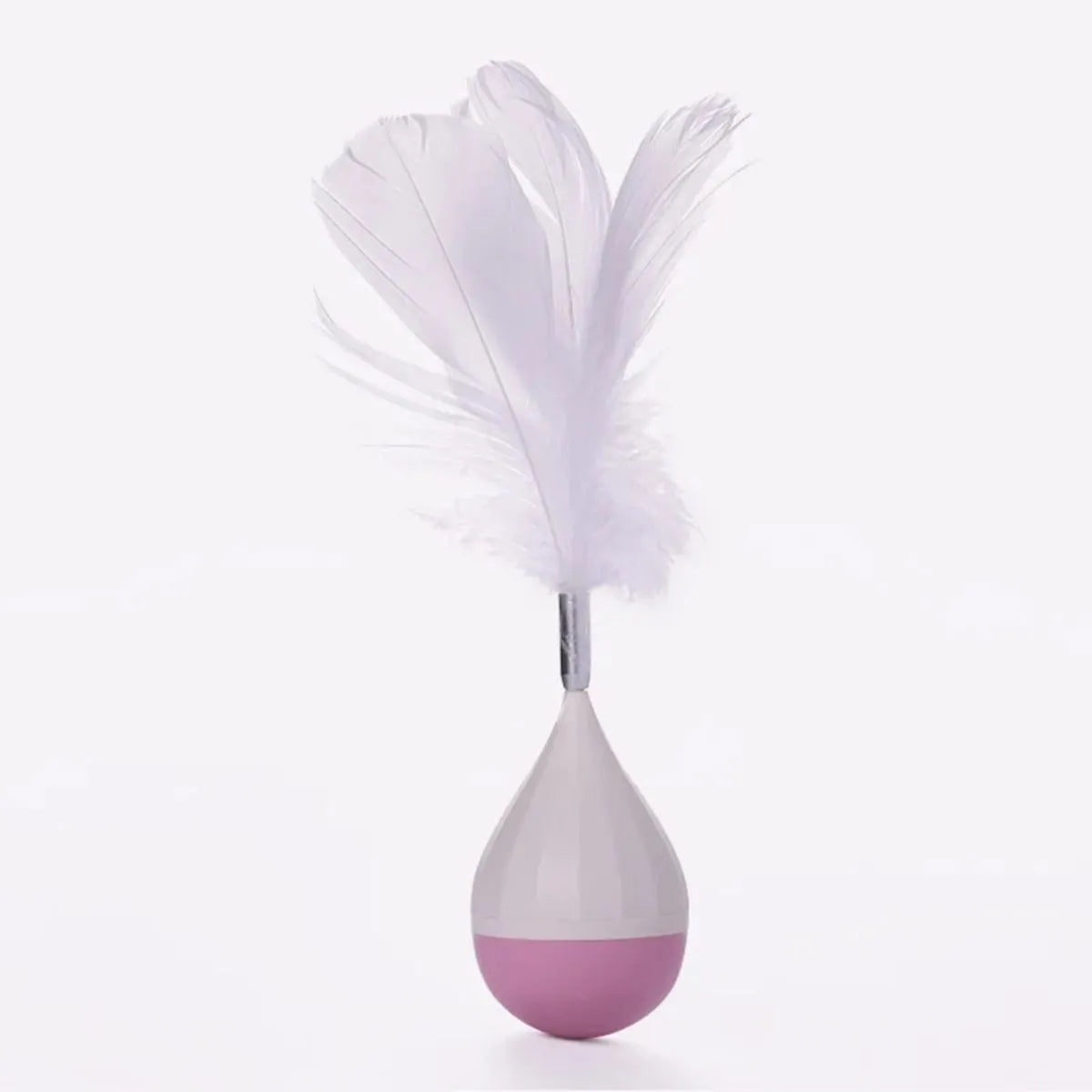Green and pink feather tumbler cat toy with aluminium alloy frame and self-healing design
