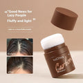 Compact of oil control face powder for bangs and hairline in natural, brown, or dark brown shades.