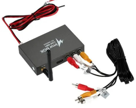 Black car mirror link box with Wi-Fi for smartphone screen mirroring to car display