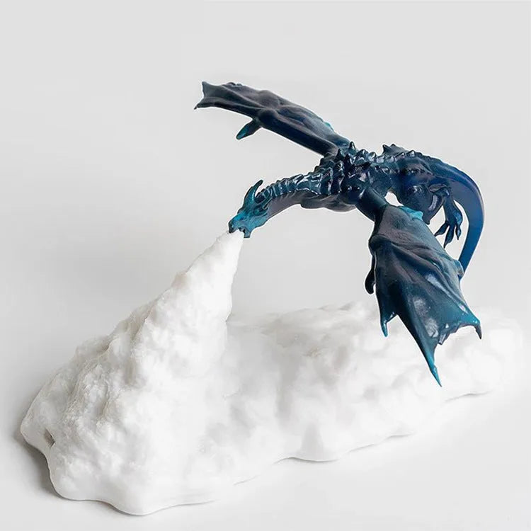 3D printed fire-breathing dragon night light with warm red breathing illumination effect