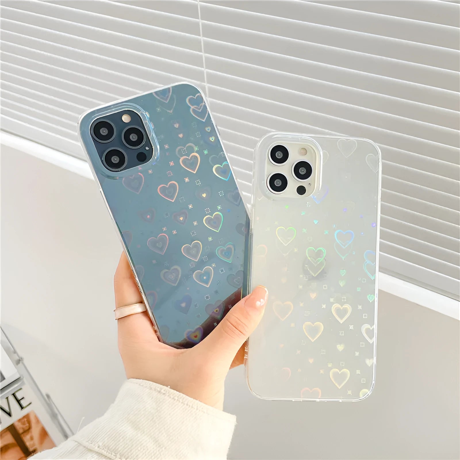 Transparent silicone iPhone case with laser colourful love design for multiple iPhone models