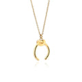 Gold geometric pendant necklace on a cross chain with vintage style.