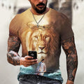 Close-up of a man's grey t-shirt featuring a detailed, raised 3D printed portrait of Jesus Christ.