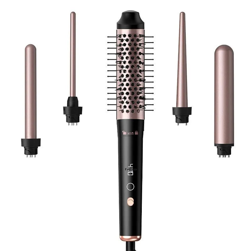 Automatic large wave hair curler in rose gold or black with three headbands for styling