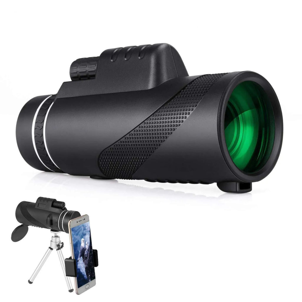 Black HD 40x60 waterproof monocular telescope with 40x magnification for outdoor observation