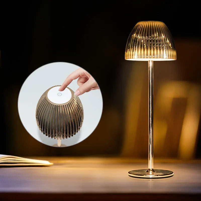 Dimmable small night lamp with Ins pattern design, thin round base, in black or white colour