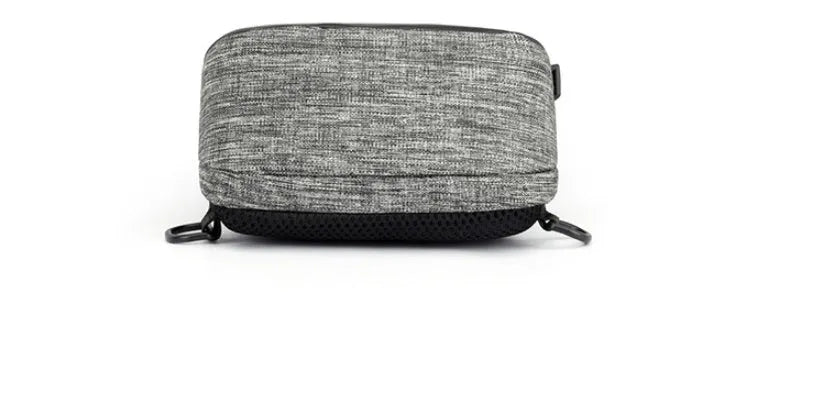 Dark blue waterproof Oxford cloth chest bag with zipper opening showing internal mobile phone compartment