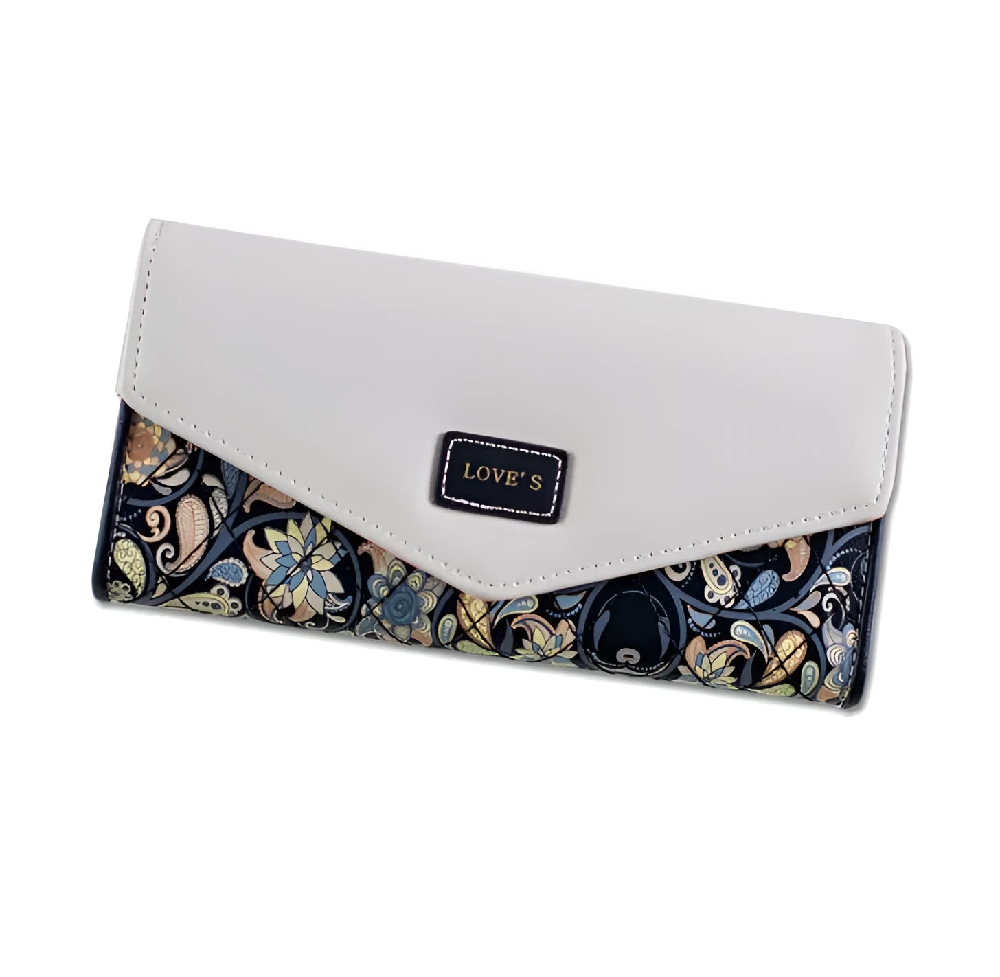 Women's three-fold PU leather wallet with buckle closure and metal clip in five colour options