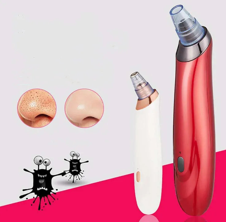 Electric blackhead remover tool with multiple nozzle attachments in black colour option
