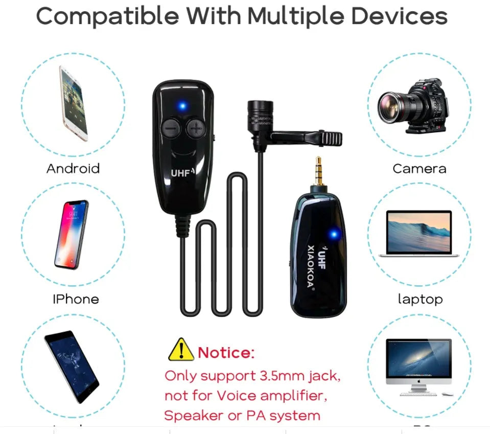 Black lavalier microphone with 3.5mm plug for mobile phones showing 6.0x5.0mm microphone capsule