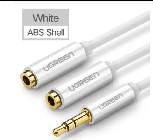 3.5mm earphone replacement cable with gold-plated connectors in black, grey and white colour options
