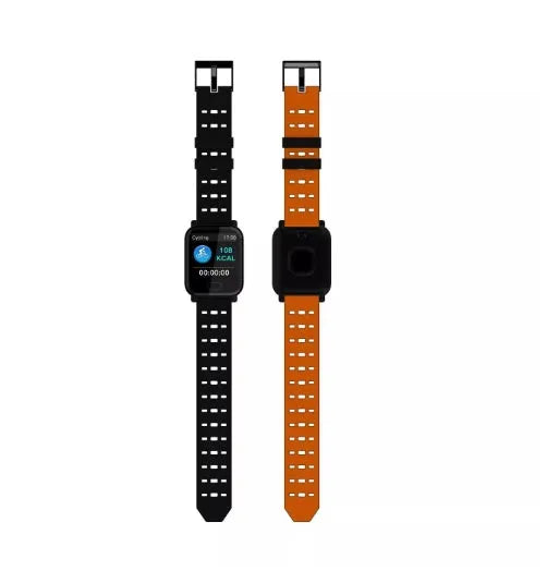 A6 smart bracelet with colour screen and silicone strap in black, blue or orange colours