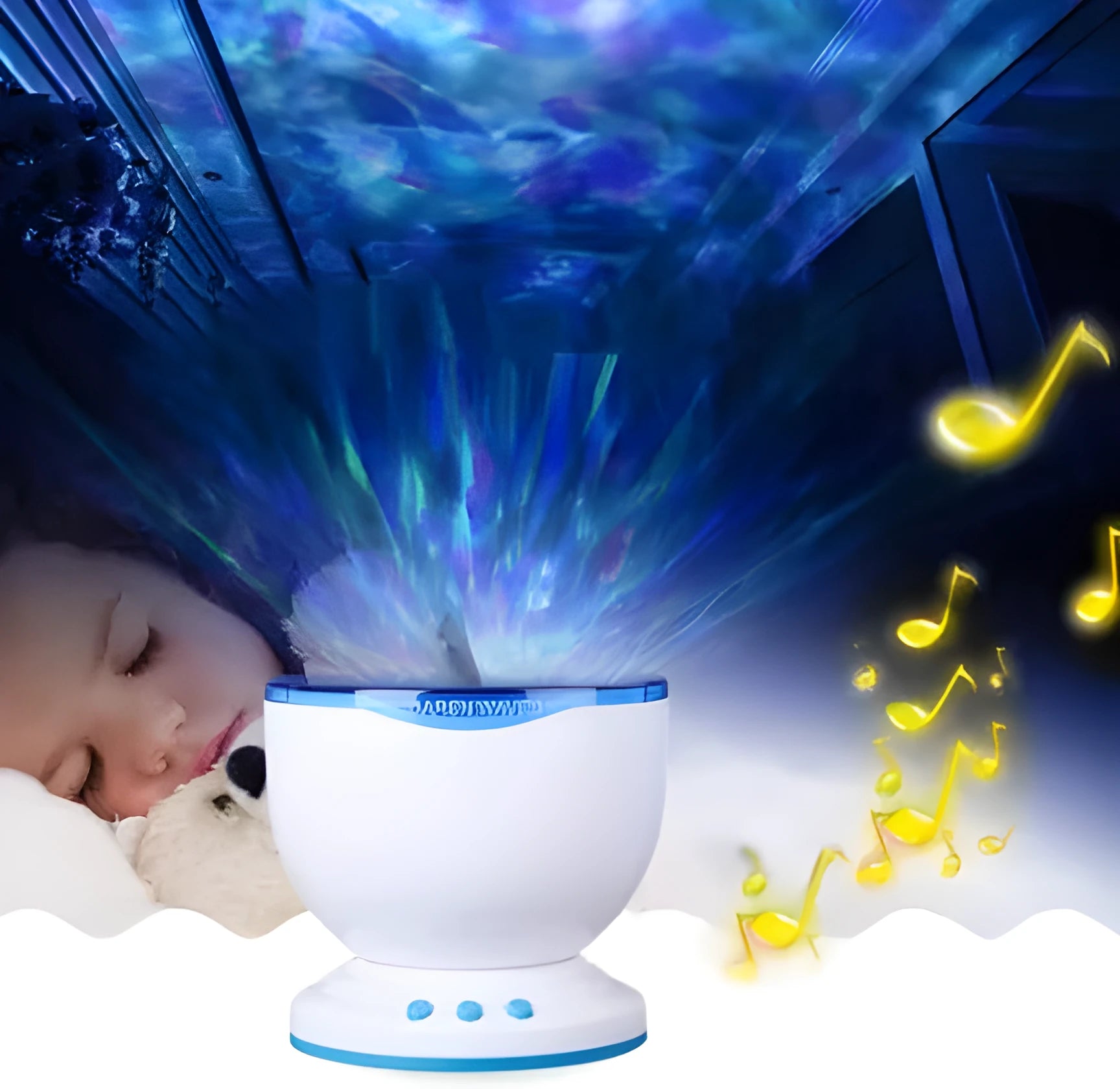 Blue ocean projection lamp with LED lighting for children's bedrooms