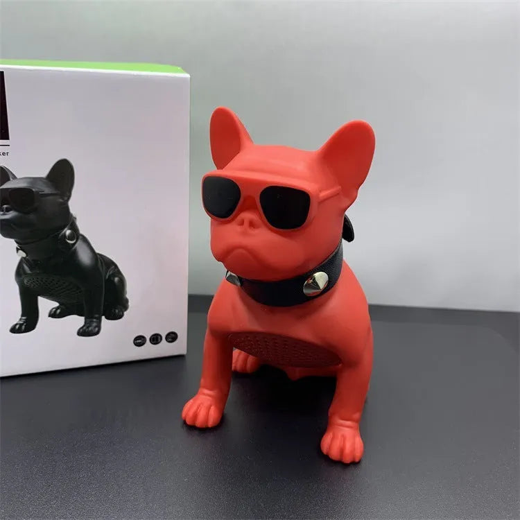 Mini full-body bulldog-shaped Bluetooth speaker in black, white, or red colours