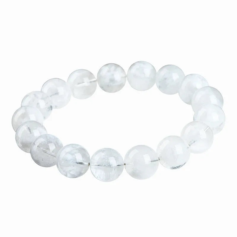 Women's crystal bracelet with natural blizzard snowflake beads featuring Ruyi and Xiangyun Chinese symbols
