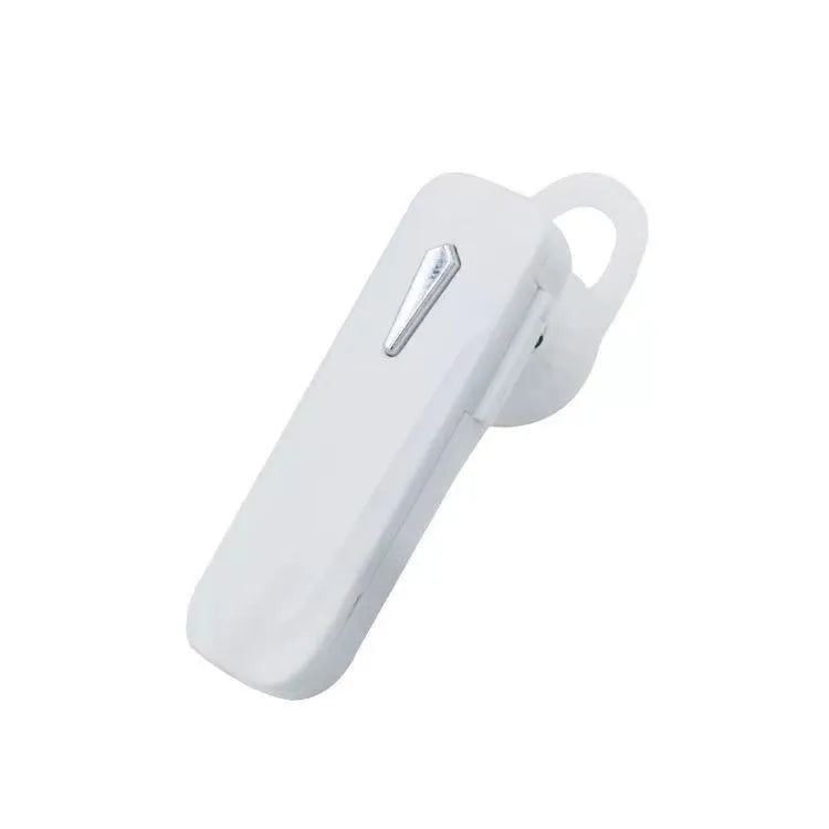 M163 black and white Bluetooth wireless headset for hands-free calls and music in the car.