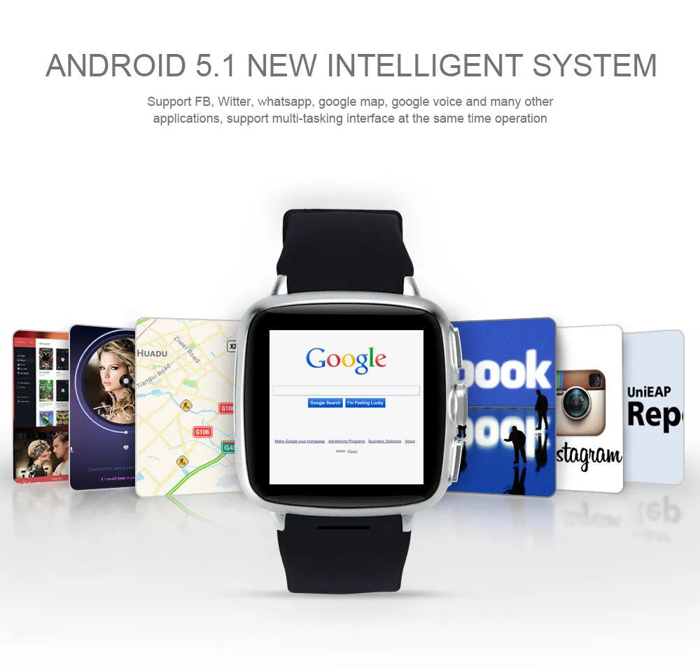 Z01 smart watch with 1.54 inch HD touch screen in black or white colour