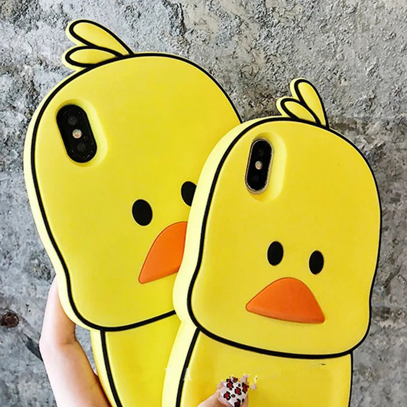 Green and yellow silicone iPhone cases with cartoon animal designs for waterproof, drop-resistant protection.