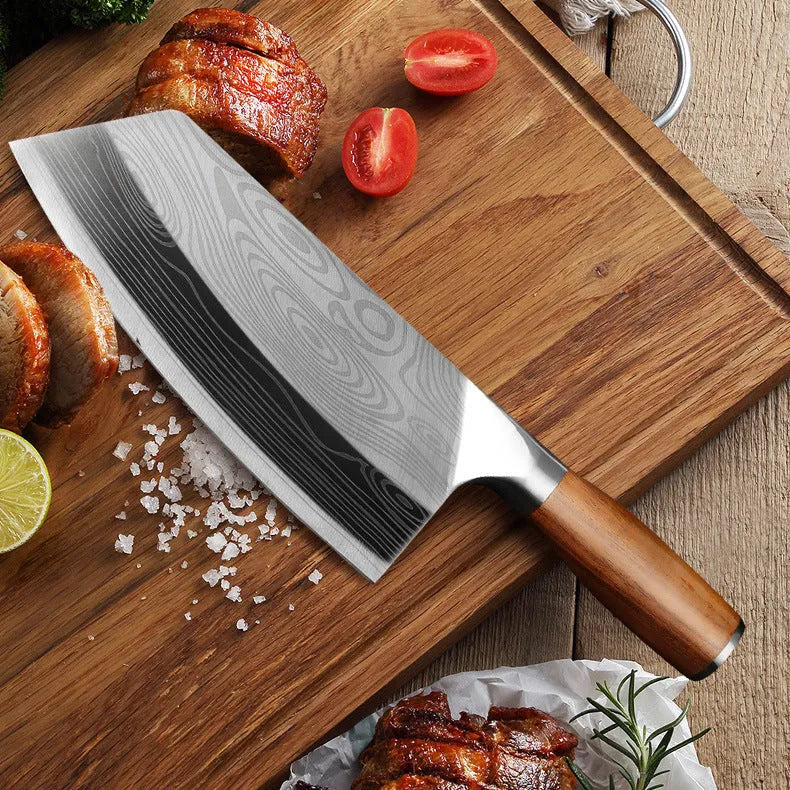40cr13 stainless steel kitchen knife with a 320mm forged blade, shown in the advertised colour.