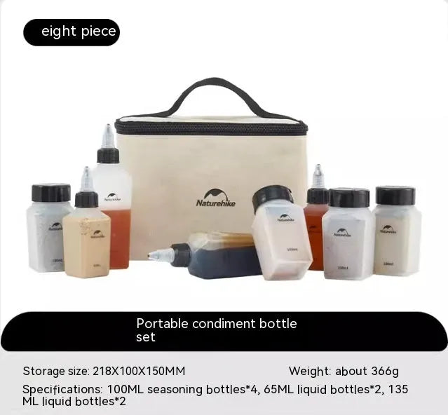 Naturehike portable seasoning bottle six-piece set in modern simplicity style for outdoor picnics and camping.