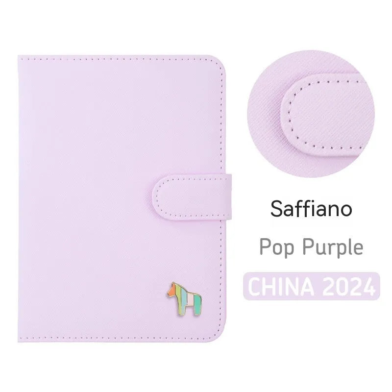 Compact leather-covered 396-day schedule book for hand accounting, shown lying open flat.