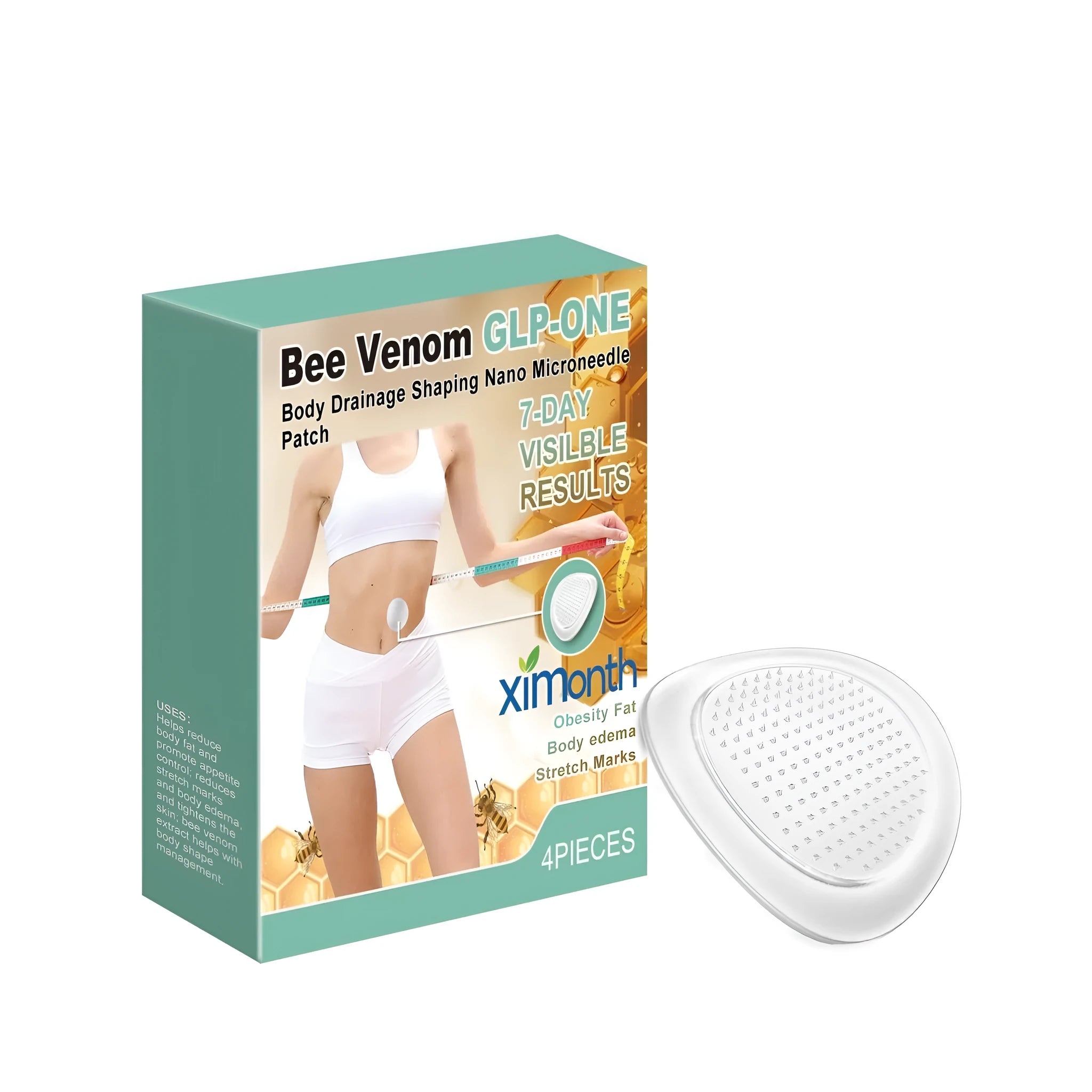 Body drainage shaping nano microneedle patch set containing four pieces with bee venom ingredients