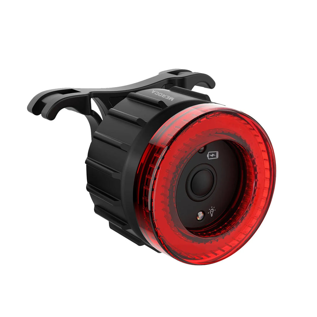 Black intelligent induction brake taillight for bicycles with aluminum alloy and plastic construction